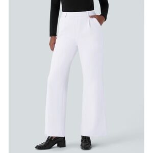 Halara Flex DayStretch High Waisted Pocket‎ Work Flare Pants White Womens Small